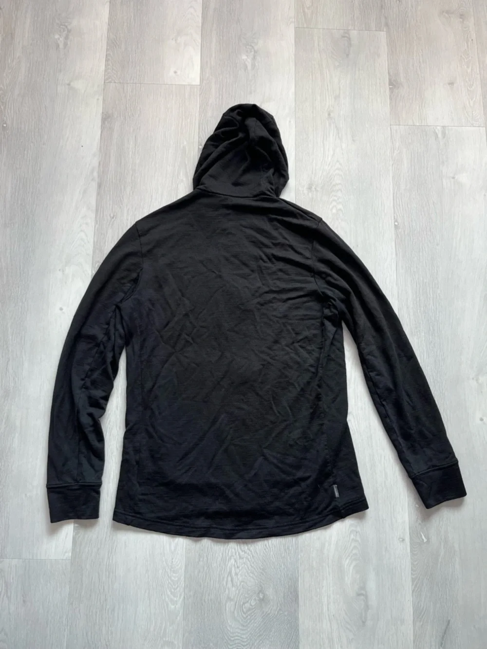 ICEBREAKER WOOL HOODED JACKET FRONT ZIP DARK BLACK WOMENS LARGE - Picture 9 of 14